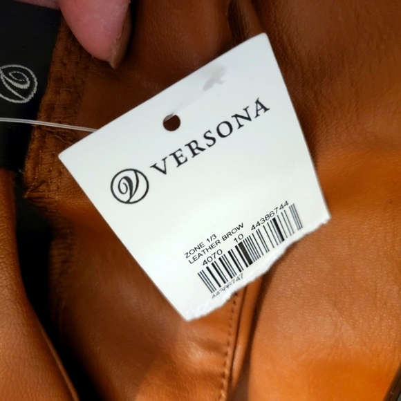 Versona NWT Faux Leather pants camel, size small - Picture 4 of 12